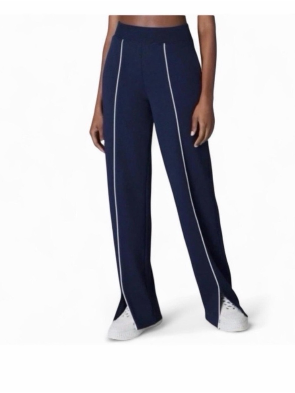 SPANX Navy airpique straight track pant
